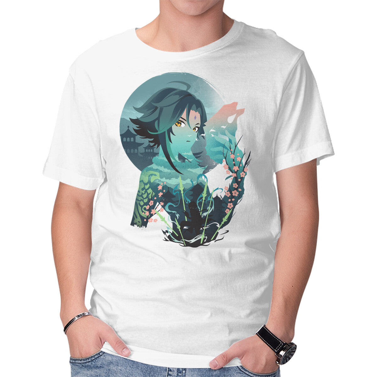 Unisex Crew Neck T-Shirt Xiao Landscape Graphic Short Sleeve Casual Tee XXXXL