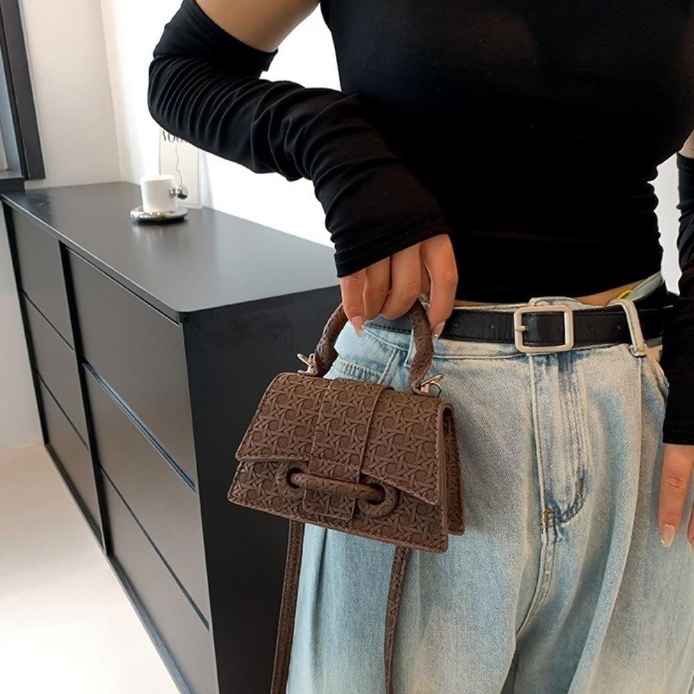 Solid Color Mini Coin Purse Pu Leather Women's Shoulder Bag Makeup Bag Chic Crossbody Bag  Travel