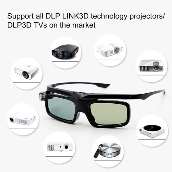 GL1800 3D Glasses Lightweight High-definition Image PC Black Active Shutter 3D Eyeglasses for DLP LINK 3D Projectors/TVs