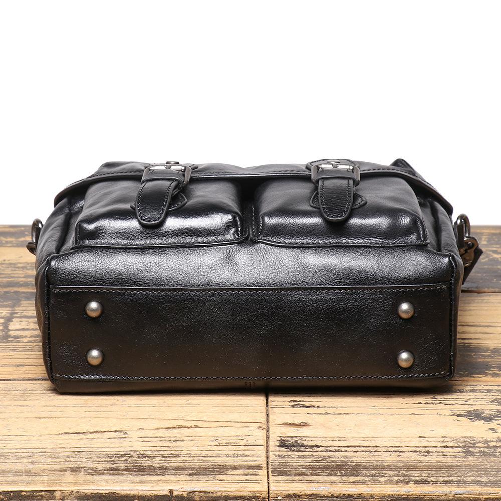 Handmade Cowhide Men'S Messenger Bag Simple Style Shoulder Bag Literary Retro Casual Messenger Bag
