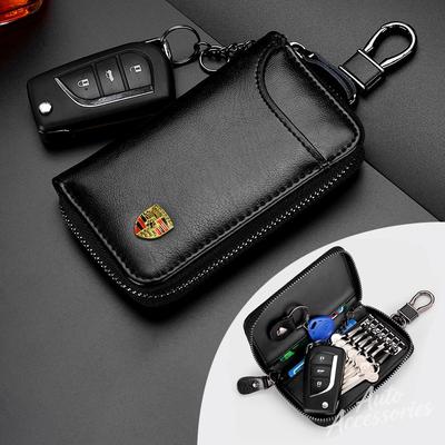 Llavero de Cuero para Coche Bolsa Llavero Almacenamiento Colgante Antiperdida Para Cayenne Panamera Macan 911 Taycan Boxster Cayman 918 Pajun