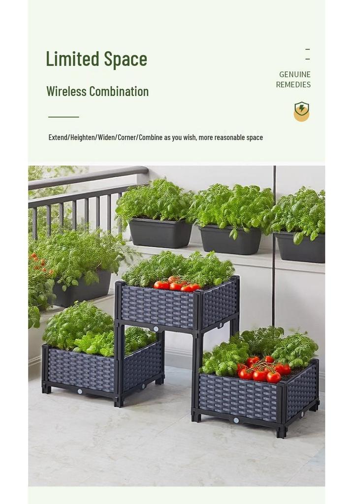 Large Rectangular Plastic Flower and Vegetable Planter for Home and Balcony