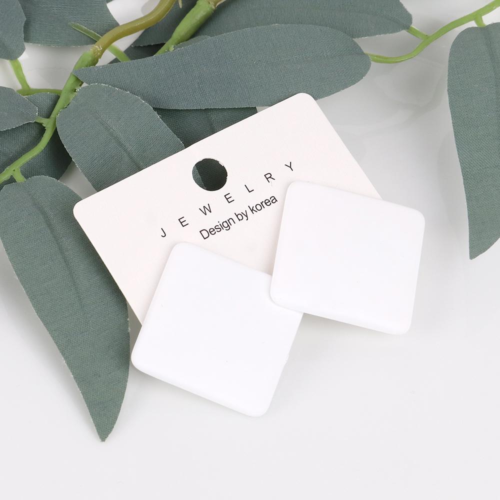Trendy Korean Red White Black Pink Stud Earrings For Women Girl Geometric Big Square Round Acrylic Earrings Fashion Jewelry Gift