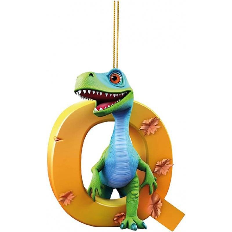 1ks vánoční dinosauří ozdoby 26 písmen kreslený přívěsek 2D plochý akrylový materiál dinosauří figurky závěsná vánoční párty dekorace, ideální pro domácnost
