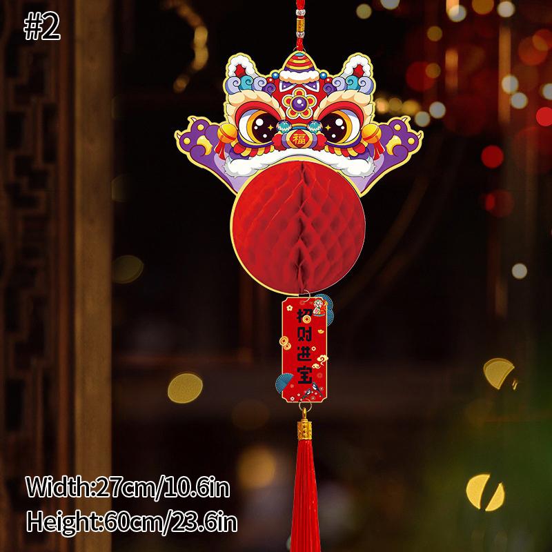 Chinese Red Lantern Traditional New Year Festival Hanging Decor Chinese Spring Festival Paper Honeycomb Lanterns
