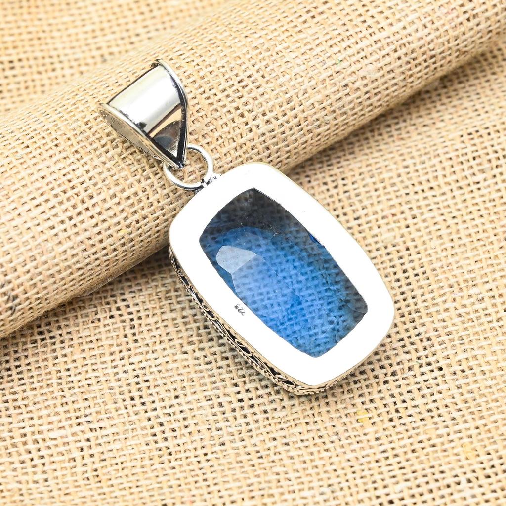 Tansanit Edelstein Handgefertigter 925 Sterling Silber Schmuck Exquisiter handgefertigter Anhänger für Sie