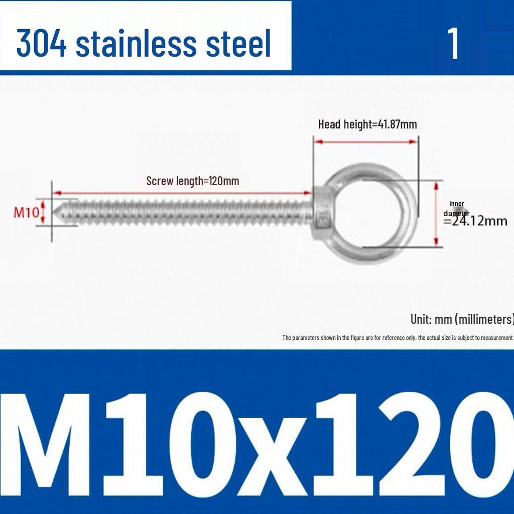 304 Stainless Steel Self-Tapping Eye Bolt with Ring Screw Hook