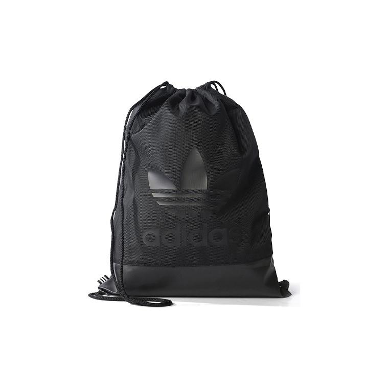 Adidas Originals Trefoil Large Logo Drawstring Sports Casual Backpack Men Backpack Black BK6752 Black