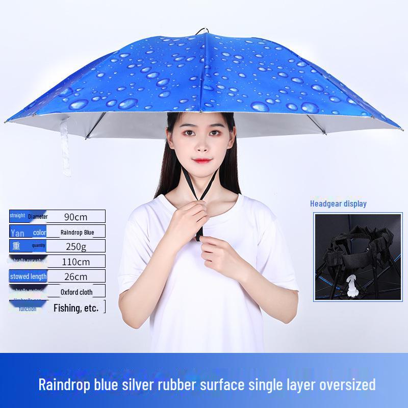 Large Folding Fishing Hat Umbrella for Adults & Kids – Unisex Outdoor Headwear with Prints