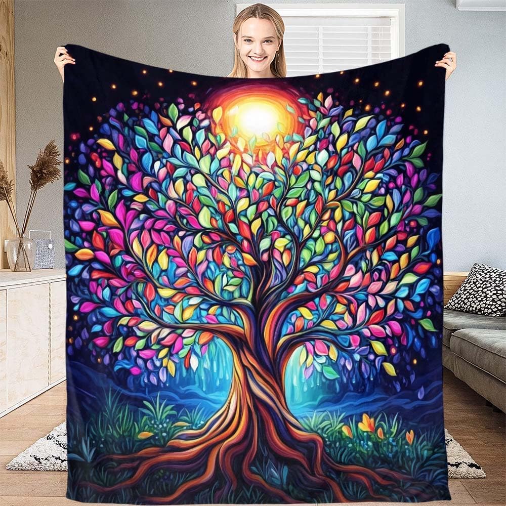 Yggdrasil blanket Norse mythology design tree of life pattern soft throw boho decor bedroom textile mystical accessory