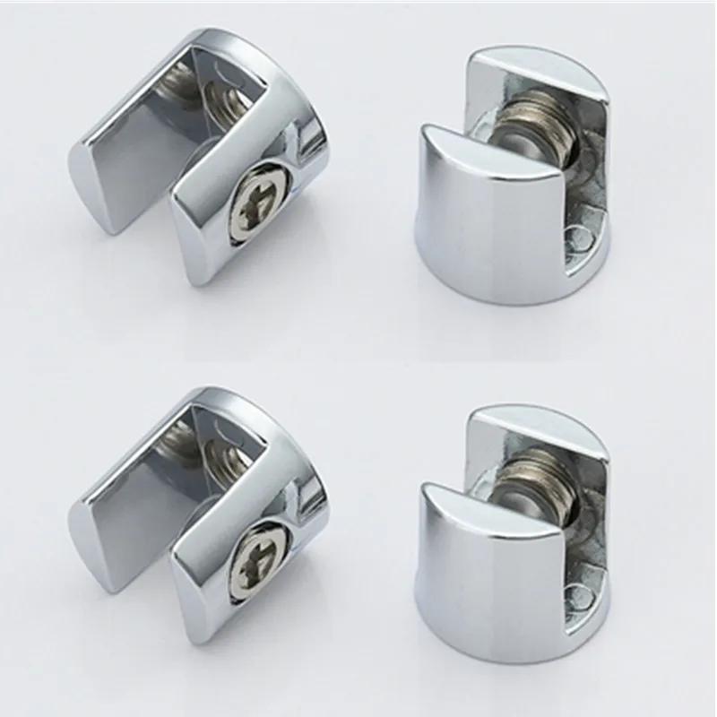 4 Stück Glasklemmen, Glasklammern, Zinklegierung, verchromt, Regalhalter, Stützklammern, Klemmen für 6–8 mm/8–10 mm/10–12 mm