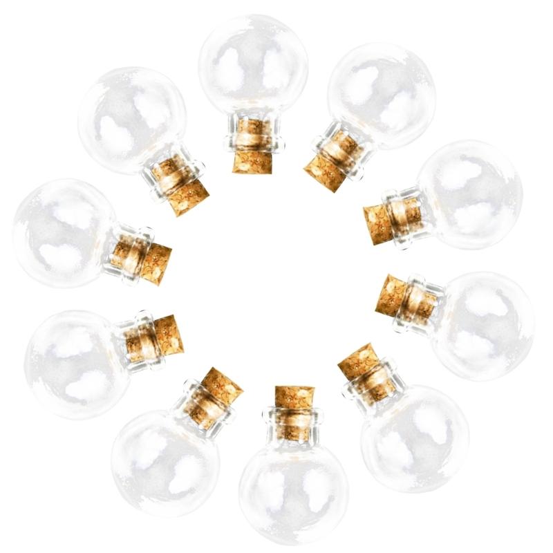 10pcs Mini Glass Bottles with Cork Stoppe Drifting Wishing Bottle Charm Making Decoration for Home Bedroom Dormitory Car