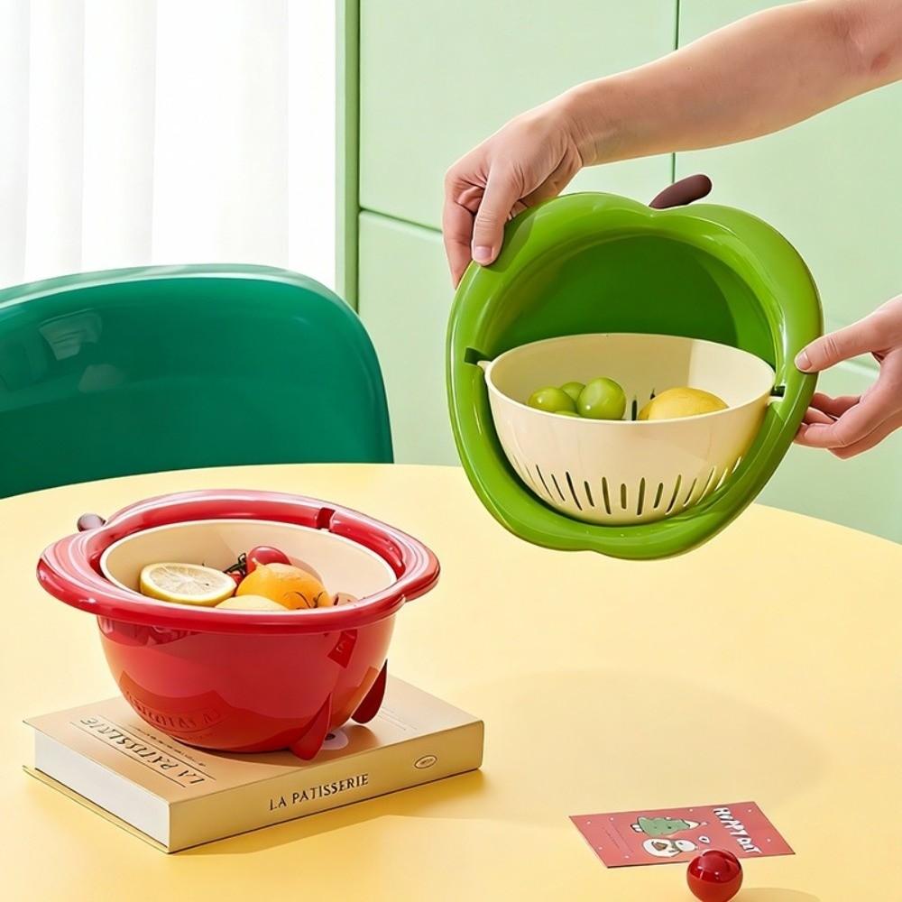 Quick Draining Kitchen Drain Basket Double Layer Strainer Basket New Fruit Washer Bowl  Kitchen Use