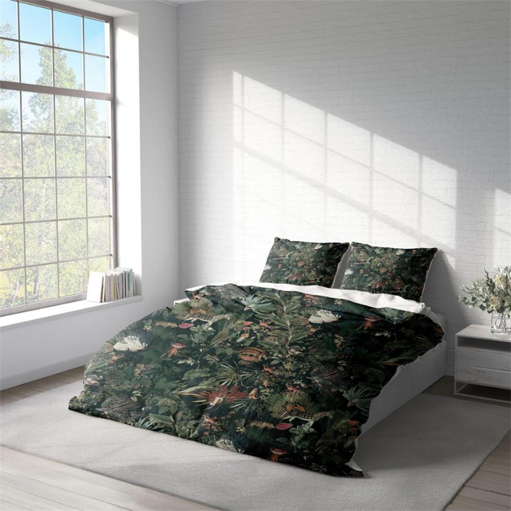 Wald- und Wildtiere Bettbezug-Set, Natur Botanisches Bettwäsche-Set, Floral Tiere Steppdeckenbezug, Einzel Doppel Full Queen King
