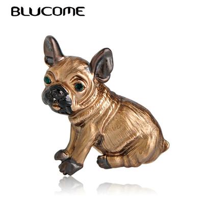 Niedliche Mops-Hunde-Brosche, grüne Augen, Tier-Anstecknadel, für Kinder, Mädchen, Hemd, Mantel, Clips, Broschen, Kleidung, Accessoires, Schmuck