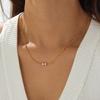 Gold Plated Bow Pendant Necklace with Beaded Chain Delicate Cubic Zirconia Choker