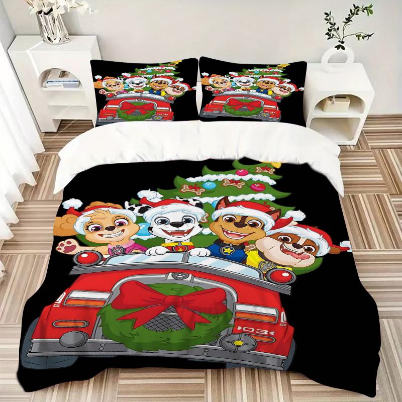 3Pcs Paw Patrol Christmas Adventure Bedding Set Quilt Cover Pillowcase Home Christmas Halloween Gift 1 Duvet Cover 2 Pillowcase S1390