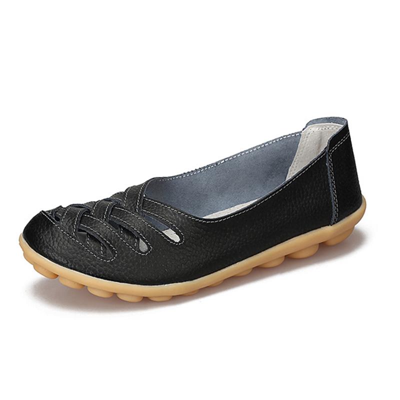 Loafer Shoes For Women Hollow Out New Moccasin Shoes Women'S Ballet Flats PU Genuine Leather Female Shoes Woman Loafer Shoes Tenis Feminino