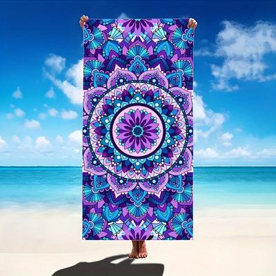Mandala Pattern Sandproof Microfiber Beach Towel, Soft Absorbent Quick Dry for Swimming Camping
