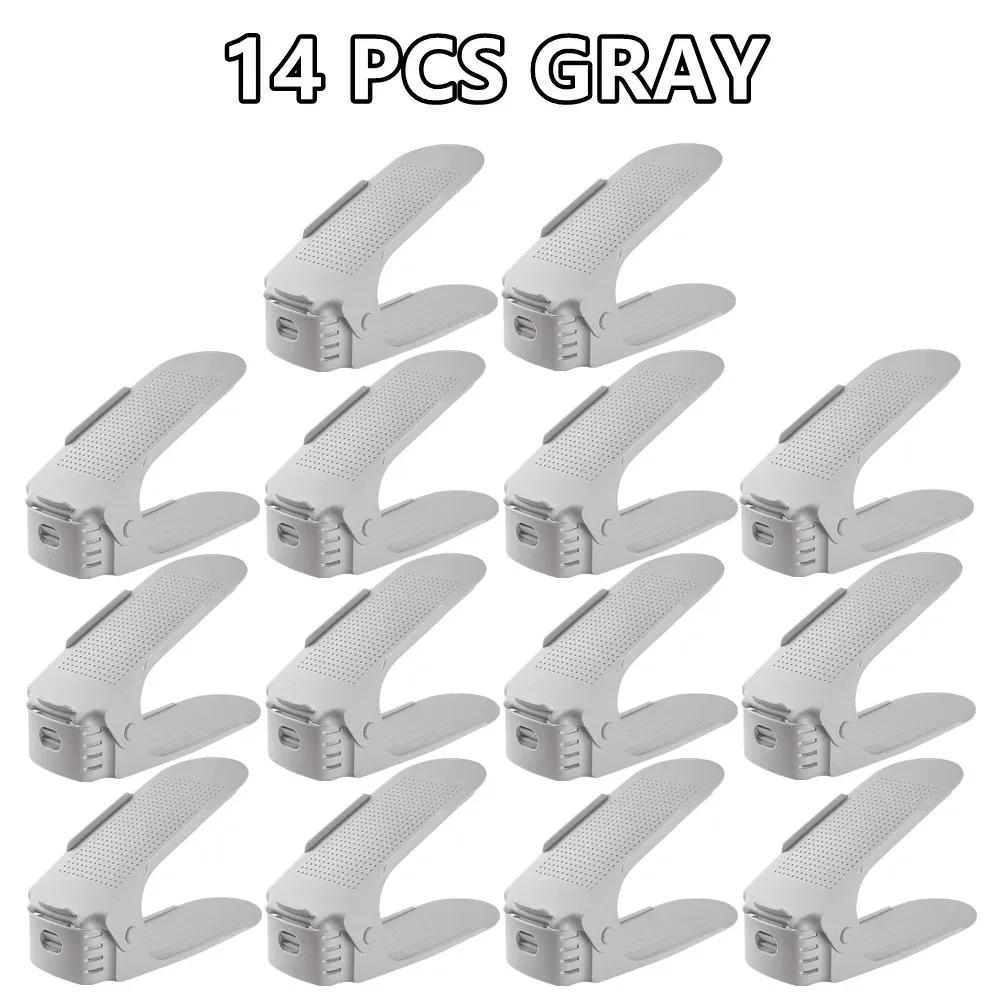 6/8/12/14Pcs Adjustable Shoe Organizer Shoe Support Rack,Space Saving Shoe-Shelf for Closet,Shoe Organizer Shoe Rack for Cabinet