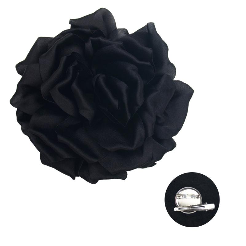 1Pcs Black Fabric 3D Flower Chest Flower Pin Personalized Exaggerated Satin Large Flower Brooch Versatile For Women