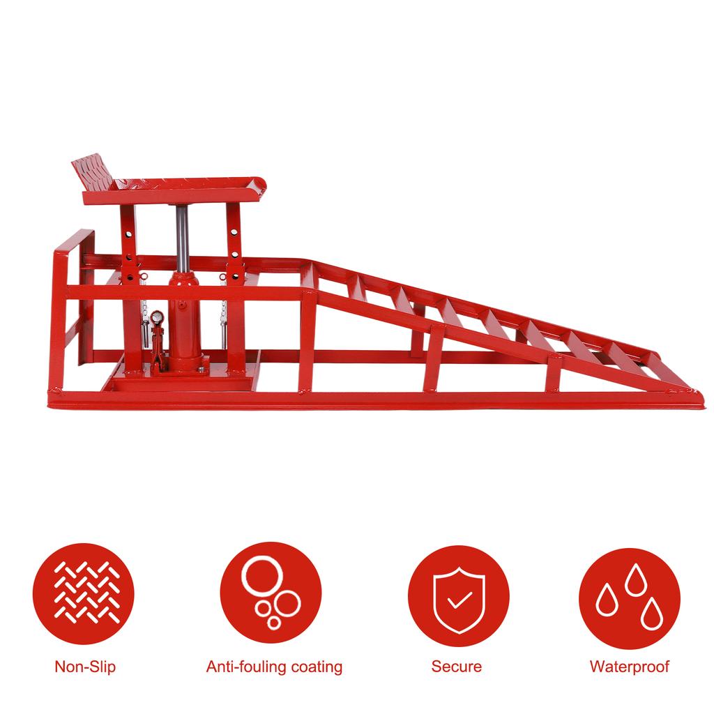 Oil Change Bracket 5 Ton Capacity Metal Hydraulic Auto Repair Ramps Heavy Duty Car Ramps for Routine Tire Replacement Repairs