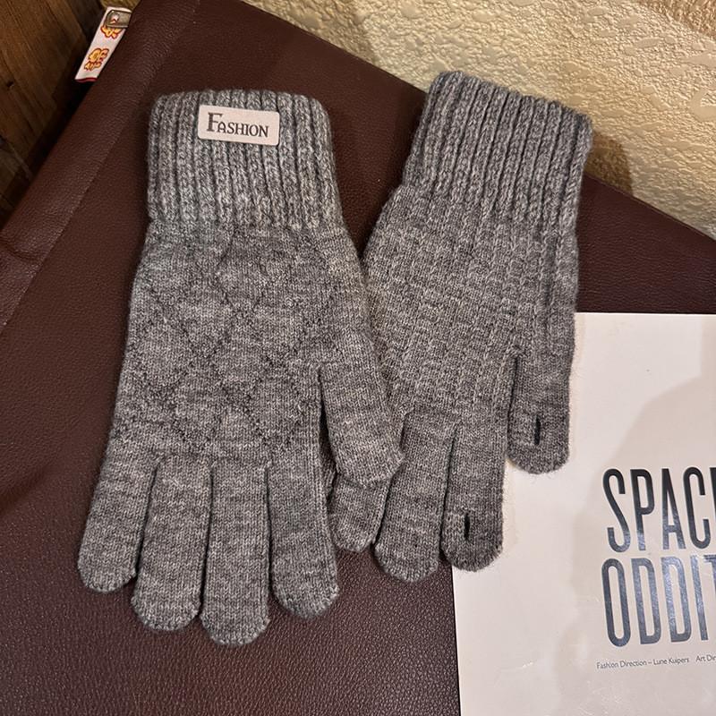 

Winter Knit Mens Touchscreen Gloves With Breathable Wool For Outdoor Cycling LightGray
