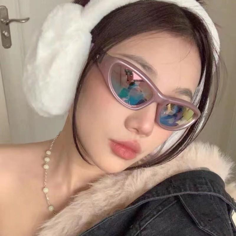 Vintage millennial babes yk riding gm sunglasses purple pink new European and American Internet celebrity babes sunglasses