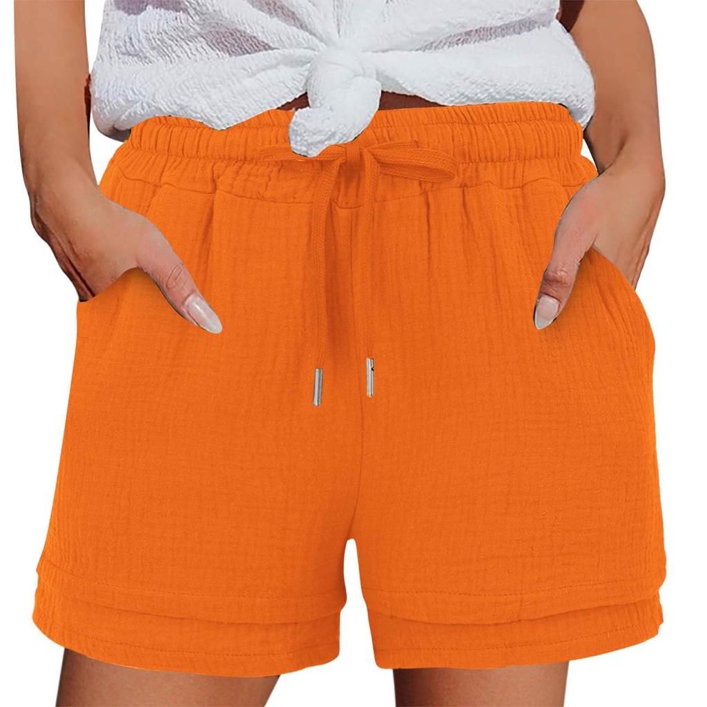 Women's Casual  Summer Elastic Beach Shorts  Solid Casual Shorts