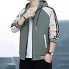 Men's Trendy Colorblock Hooded Zipper Jacket Casual Sports Long Sleeved Coat