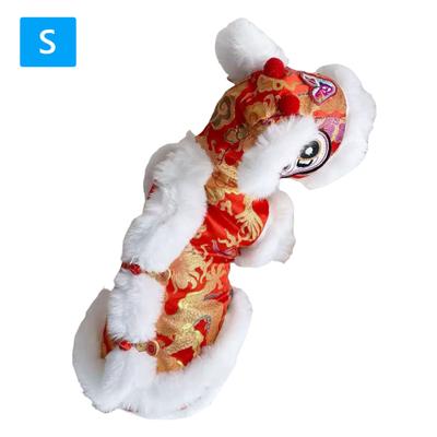 New Year Warm Pet Costume Cute Lion Dance Cloth Dog Clothes for Small Medium Dogs Teddy Schnauzers