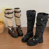 Retro Chunky Heel Boots, Long Boots for Women, New Style, Soft Sole, Heightening Shoes