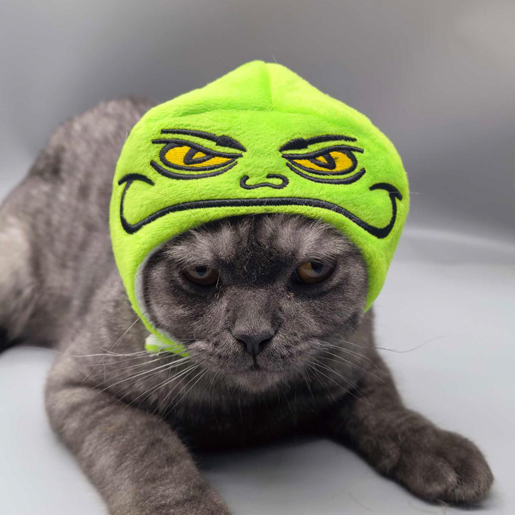 

Хелловінський капелюх для домашніх тварин у вигляді гарбуза-черепа Грінча - Смішний головний убір з рогами для котів та собак One Size