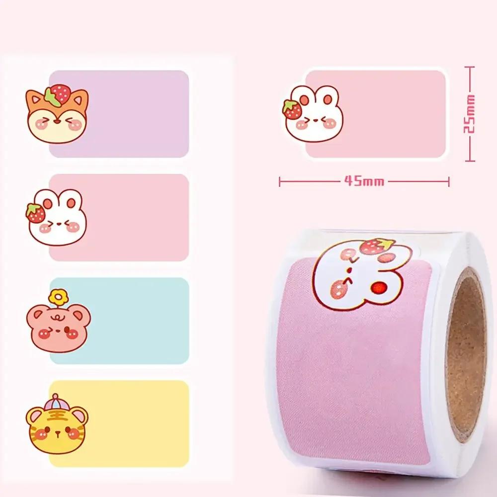 1Roll Cartoon Name Label Sticker Student Handwritten Name Sticker Self-Adhesive Waterproof Tag Sticker Stationery Labels Sticker