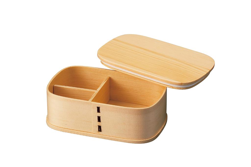 Tatsumiya Wooden Bento Box with H6 30313 Gasket, Natural, Size Approx. W17.7 D10.8