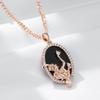 Big Oval Black Stone Pendant Necklace Women Fashion  Rose Gold Color Accessories High Quality Daily Fine Jewelry