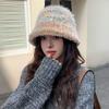 Women's Fashionable Colorblock Fisherman Bucket Hat - Warm, Thickened, Slimming, Versatile for Autumn and Winter