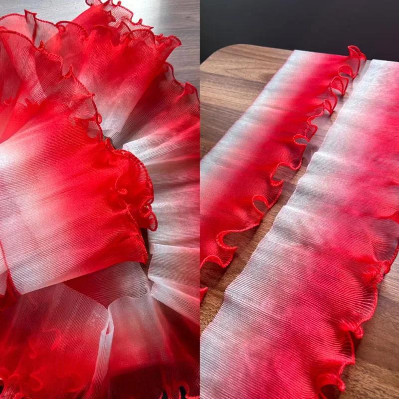 5Yards Gradient Pleated Lace Fabric Ribbon Mermaid Ruffled Organza Border for Sewing Skirts Dress Wedding Clothing Lace Trim New