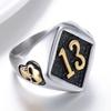 Punk Style Non-mainstream Super Cool Cast Skull Boys Ring Gold Number 13