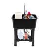 Utility Sink Space Saver Laundry Tub with Faucet, Freestanding Laundry Sink Garage Sink with Storage Shelf (Black)