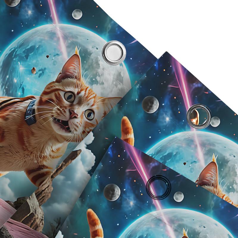 Kreativer Katzen- und Dinosaurier-Duschvorhang für Kinder und Haustiere - Lebendiges und lustiges Design - Perfekt für Badezimmer zur Aufwertung des Raumes