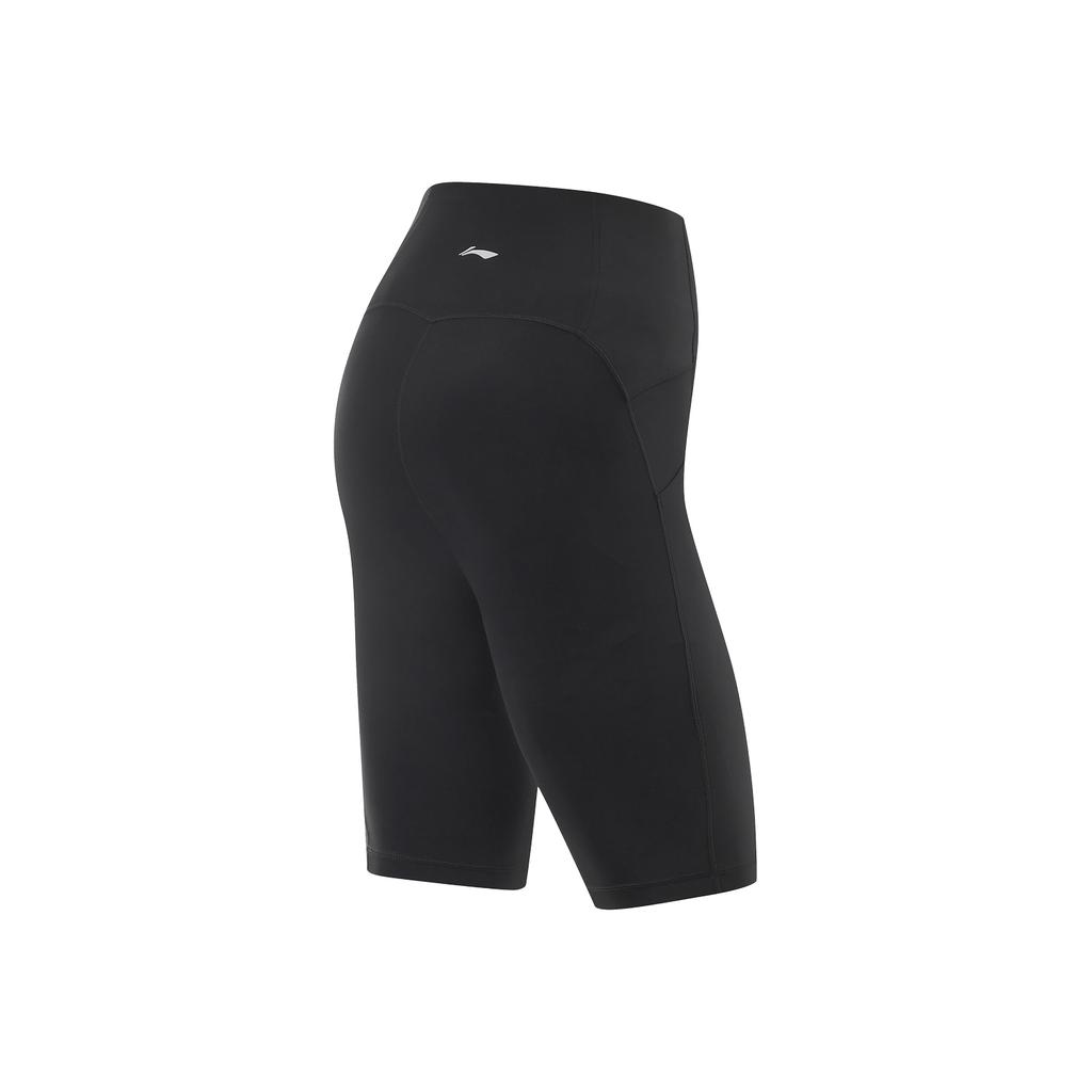 Li Ning Fitness Series Casual Simple Letter Tight Sports Shorts Women shorts Black AUSV020-1