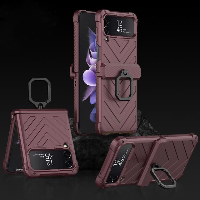 Shockproof Hard Armor Case Ring Bracket For Samsung Galaxy Z Flip 4 5g Case Magnetic Hinge Cover For Samsung Z Flip4 Stand Case
