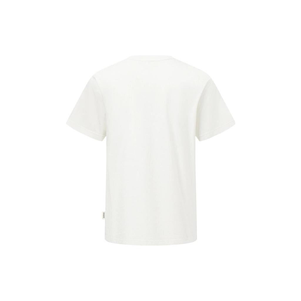 Li Ning T Shirts Unisex Ivory Crew Neck Moderate Straight Fit AHST117-1