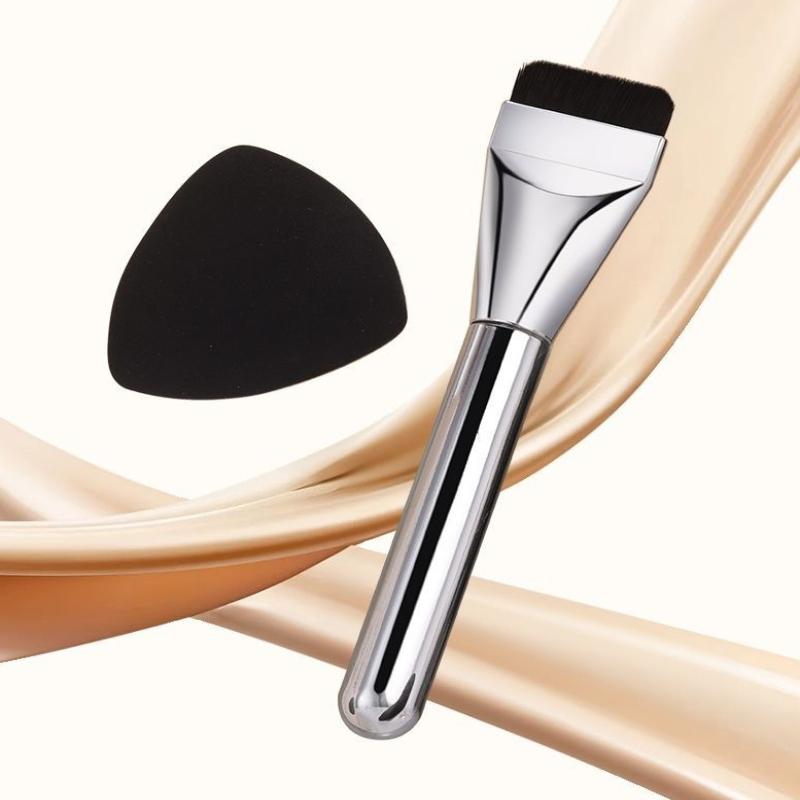 Ein-Wort Flachpinsel für Foundation Leichter Pinsel für flüssiges Make-up Mit Make-up-Schwämmchen Zubehör für Make-up-Werkzeuge