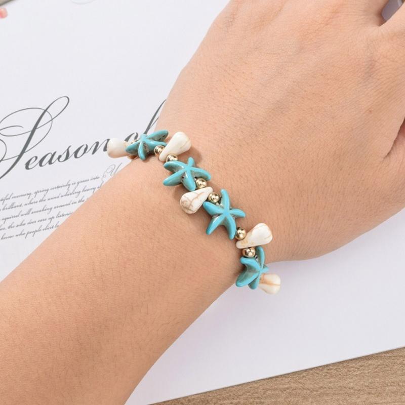 12pcs/lot Bohemian Shell Charm Braided Bracelet For Women Child Wood Bead Adjustable Rope Chain Anklet Jewelry