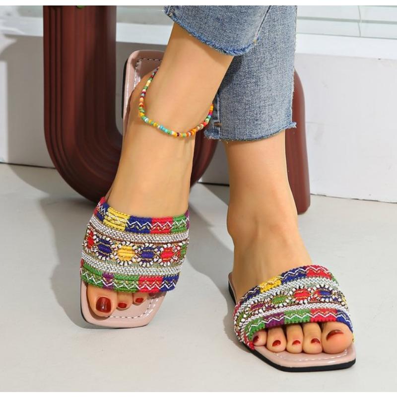 New Designer Casual Flat Shoes Women Elegant Slip on Walking Slippers Lightweight Comfortable Shoes Slides Sandals