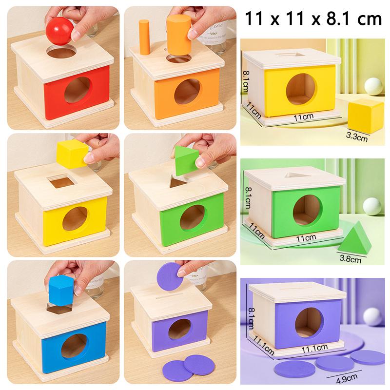 Holzobjekt Dauerhafte Box Montessori Spielzeug Baby Sortieren Zuordnen Box Ball Münze Sensorisch Dropsy Farbe Form Lernspiele Kind