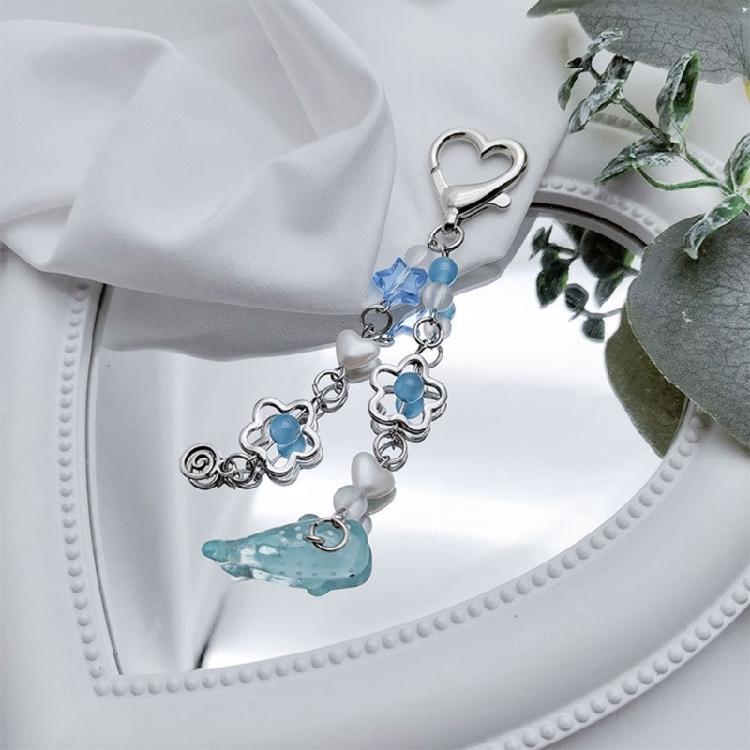 Hollow Flower Pendant Keychain Crystal Star Beaded Keyring Unique Whale Decors  Valentines Day Gift Bag Car Ornament