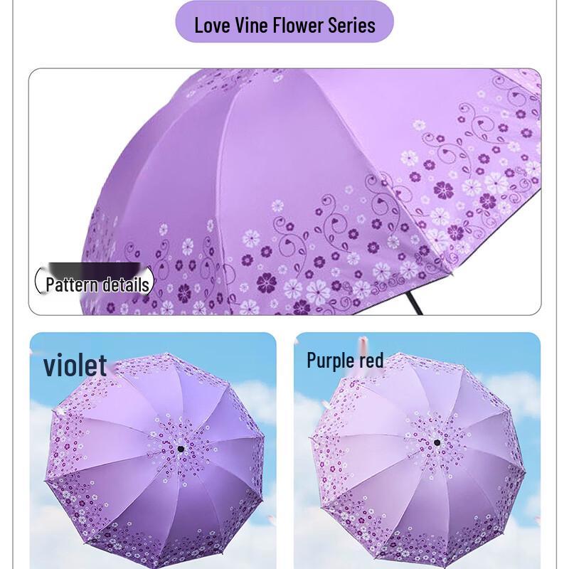 Love Flower Oversized 10-Rib UV Protection Umbrella - 2 Pack